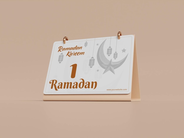 PSD maqueta de calendario especial de ramadán renderizado en 3d