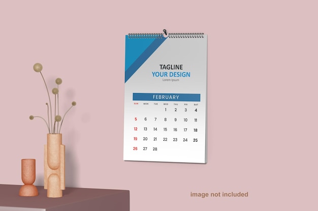 Maqueta de calendario de pared