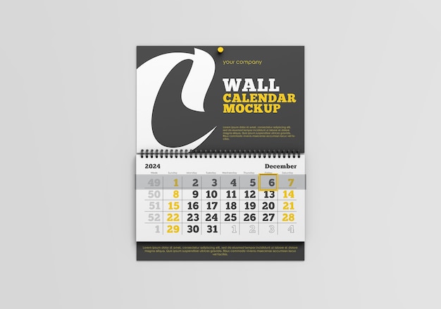 Maqueta de calendario de pared