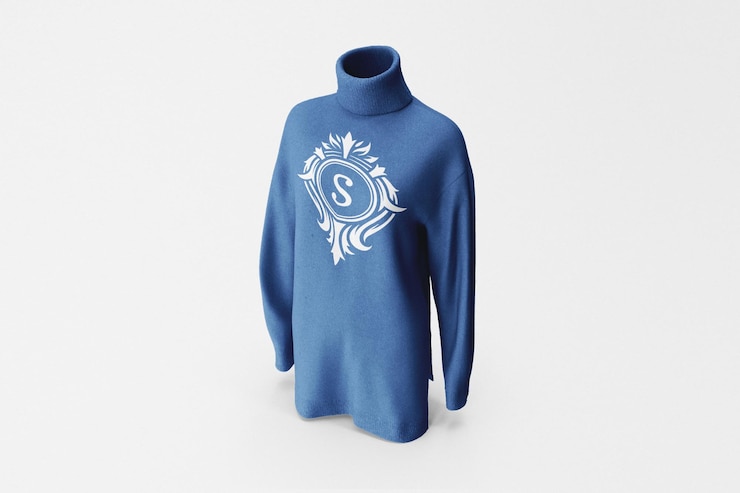 PSD maqueta de camisa de cuello alto azul