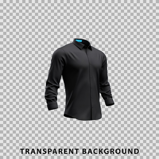 PSD maqueta de camisa de manga larga negra aislada sobre fondo transparente