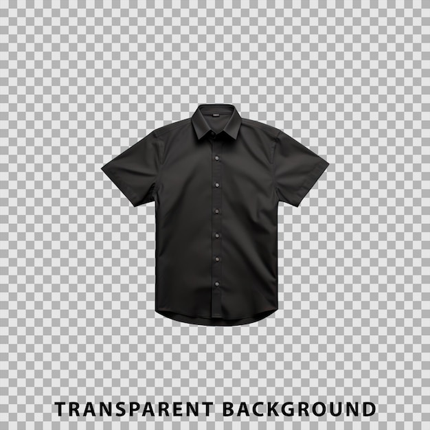 PSD maqueta de camisa negra de manga corta aislada sobre un fondo transparente