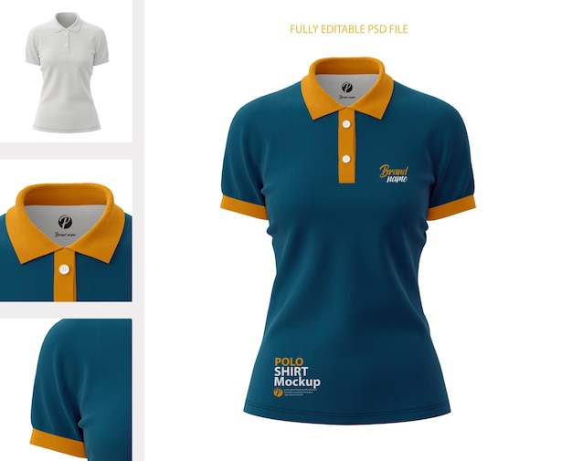 Maqueta de camisa polo femenina