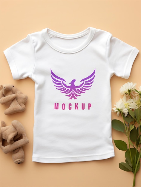 Maqueta de camisa de tela para bebe PSD