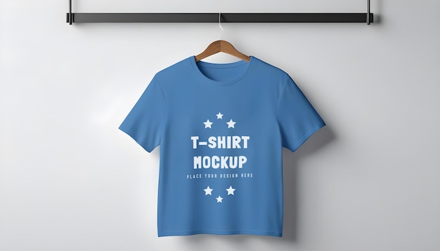 Maqueta de camiseta azul de manga corta