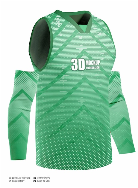 Maqueta de camiseta de baloncesto collar más puños del lado derecho delantero