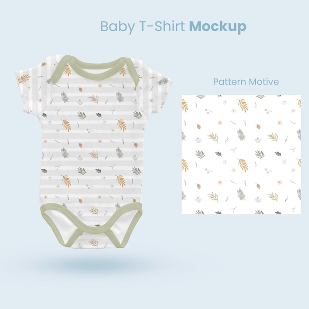 PSD maqueta de camiseta de bebé con patrón