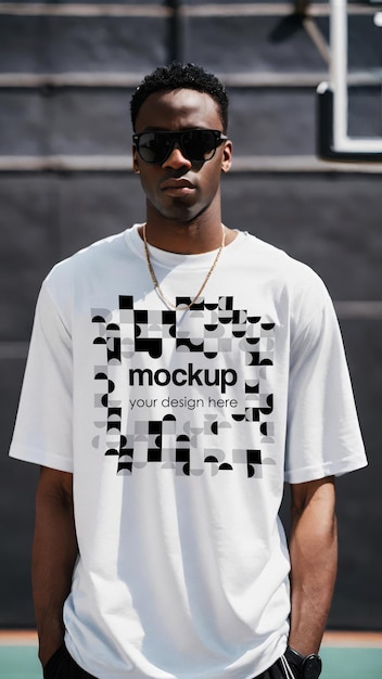 Maqueta de camiseta blanca para mostrar mercancía de marca estética unisex