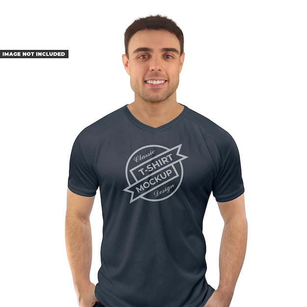 Maqueta de camiseta con cuello en V