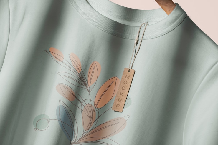 PSD maqueta de camiseta con etiqueta