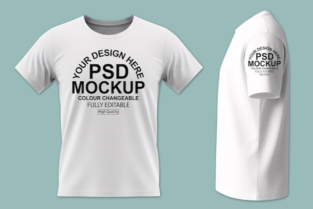 Maqueta de camiseta frente y vista de la manga