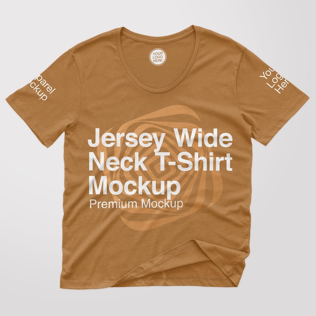 Maqueta de Camiseta de Jersey con Cuello Ancho