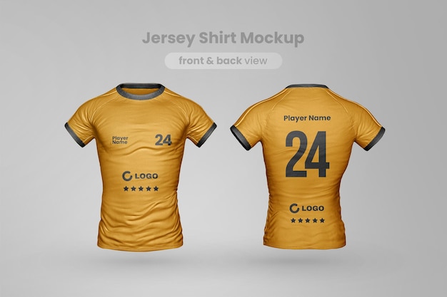 Maqueta de camiseta de jersey vista frontal y posterior