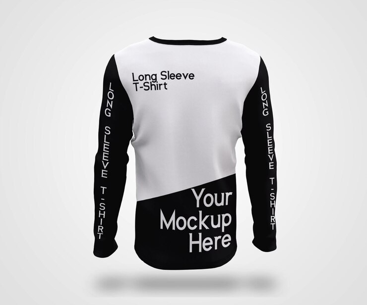 PSD maqueta de camiseta de manga larga para hombre showcase