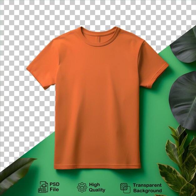 Maqueta de camiseta naranja aislada sobre un fondo transparente incluye archivo png