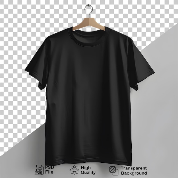 PSD maqueta de camiseta negra sobre fondo gris incluye archivo png