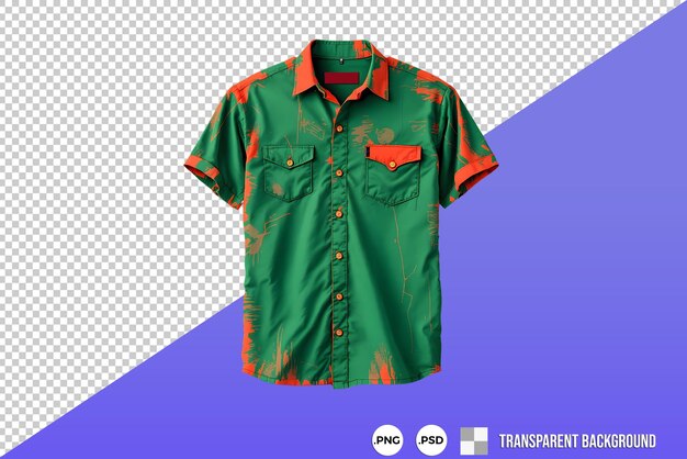 Maqueta de camiseta con un patrón tropical en un fondo transparente