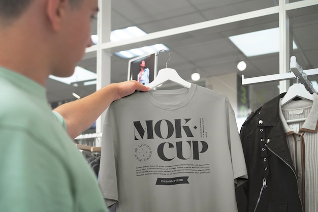 Maqueta de una camiseta en la tienda
