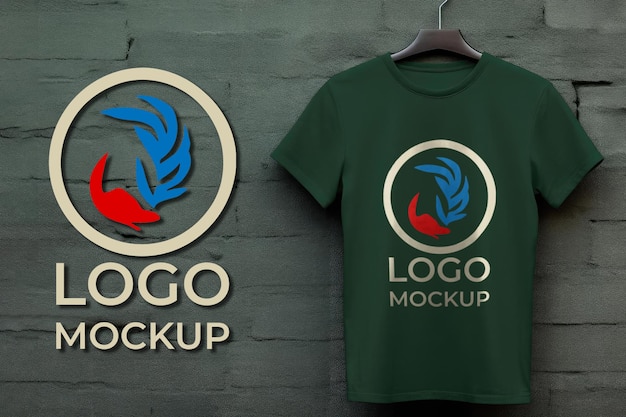 Maqueta de camiseta verde oscuro para una marca elegante Maqueta realista de presentación de camiseta verde oscuro
