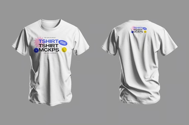 Maqueta de camiseta Vista delantera y trasera de la camiseta blanca para la presentación de diseño