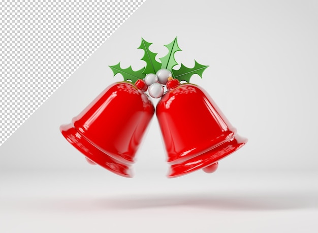 PSD maqueta de campanas de navidad rojas