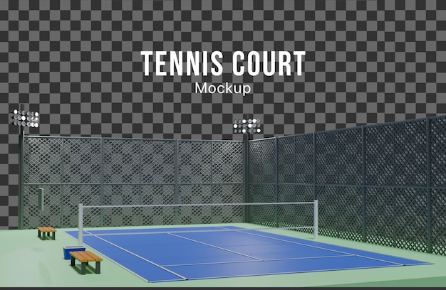 PSD maqueta de cancha de tenis en 3d