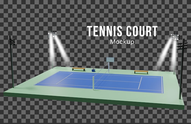 PSD maqueta de cancha de tenis en 3d