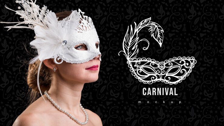 PSD maqueta de carnaval con imagen de mujer