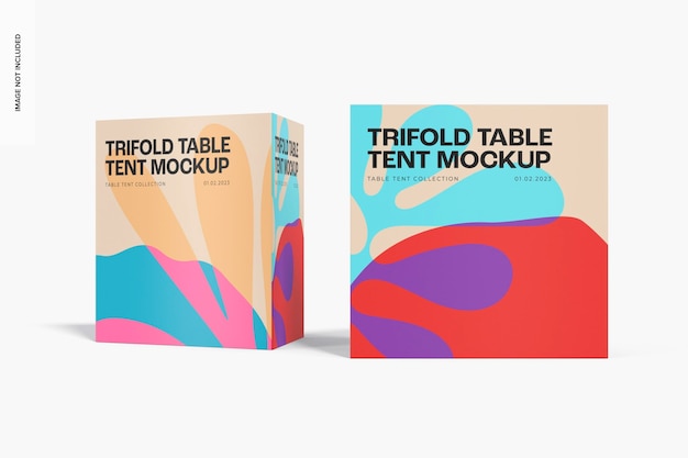 Maqueta de Carpa de Mesa Tríptico Pequeña, Vista Frontal y Derecha