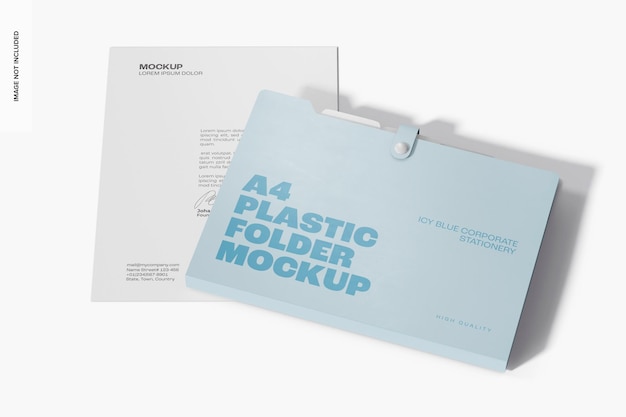 Maqueta de Carpeta de Plástico A4, Vista de Ángulo Alto