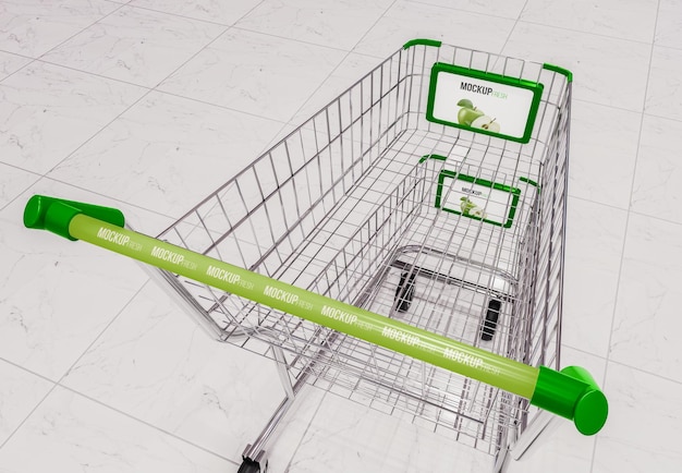 Maqueta de carrito de compras de metal