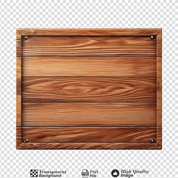 PSD maqueta de cartel de madera aislada sobre un fondo transparente