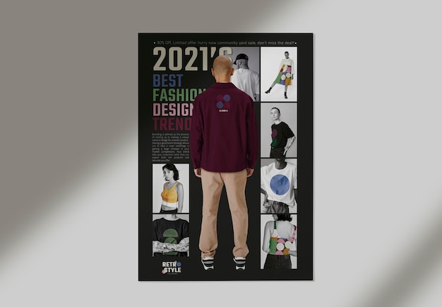 PSD maqueta de cartel de negocios de moda en estilo retro