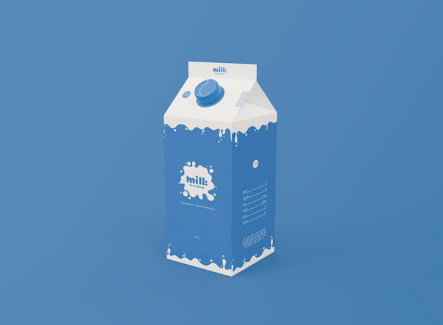 PSD maqueta de cartón de leche 3d