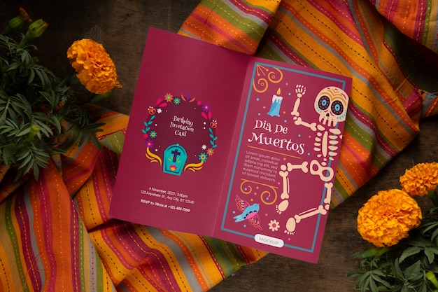 PSD maqueta de celebración de dia de muertos mexico