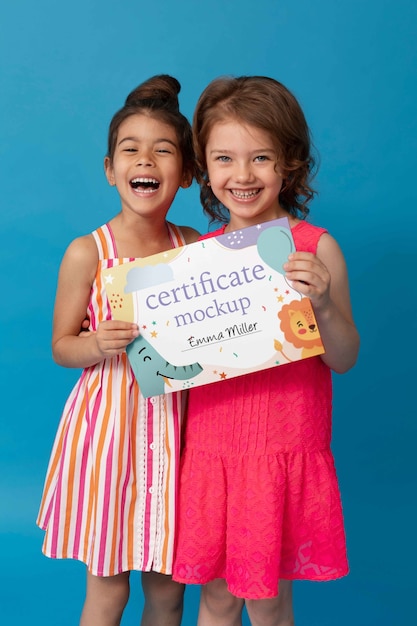 PSD maqueta de certificado de celebración de niños