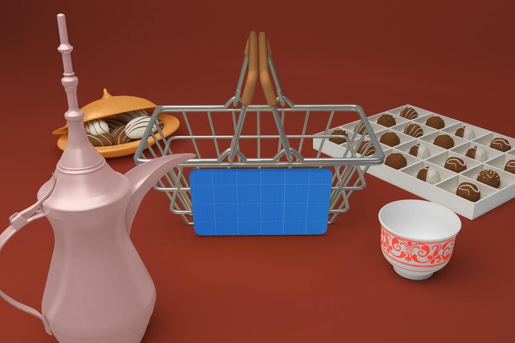 PSD maqueta de la cesta de la compra de eid