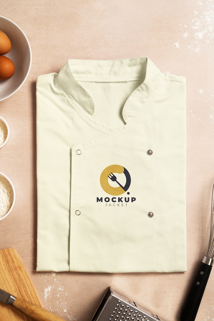 PSD maqueta de chaqueta de chef desde lo alto