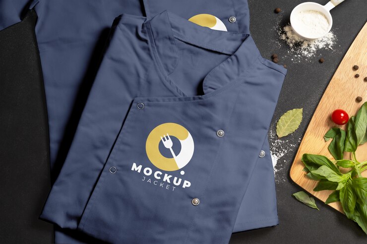 PSD maqueta de chaqueta de chef desde lo alto