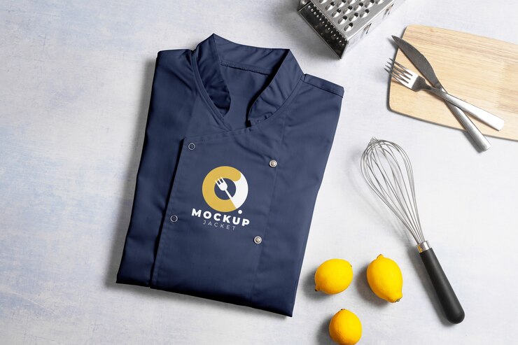 PSD maqueta de chaqueta de chef desde lo alto