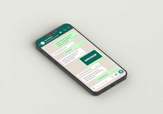 Maqueta de chat de teléfono inteligente de ángulo alto