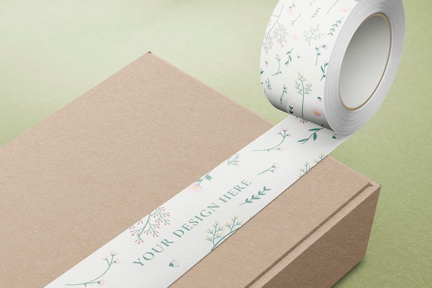 Maqueta de cinta de washi floral con diseño editable