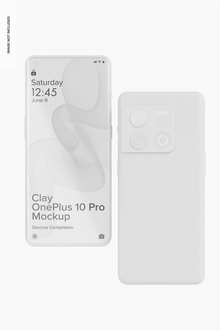 PSD maqueta de clay oneplus 10 pro, vista frontal y posterior