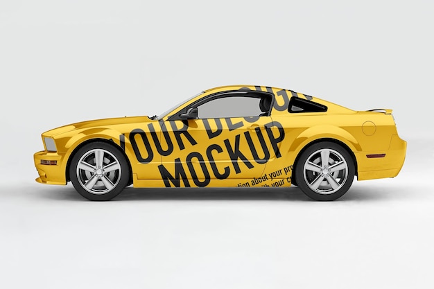 Maqueta de coche deportivo amarillo en un entorno de estudio IA generativa