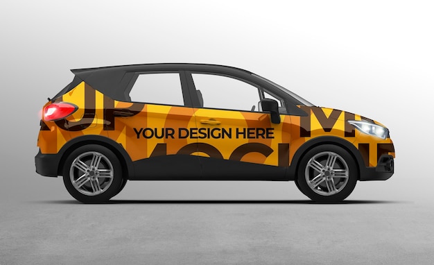 PSD maqueta de coche suv 3d para presentaciones de marca y publicidad.