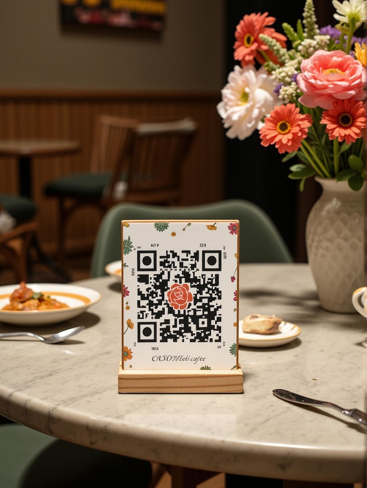 PSD maqueta de código qr de madera plantilla de código qr personalizable en rebanada de madera rústica