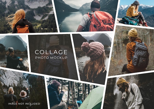PSD maqueta de collage de fotos de viajes