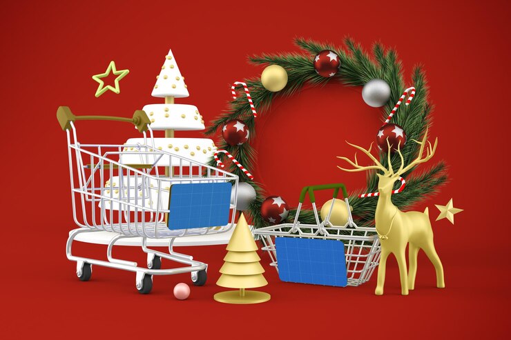 PSD maqueta de compras navideñas