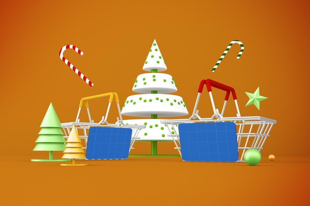 PSD maqueta de compras navideñas