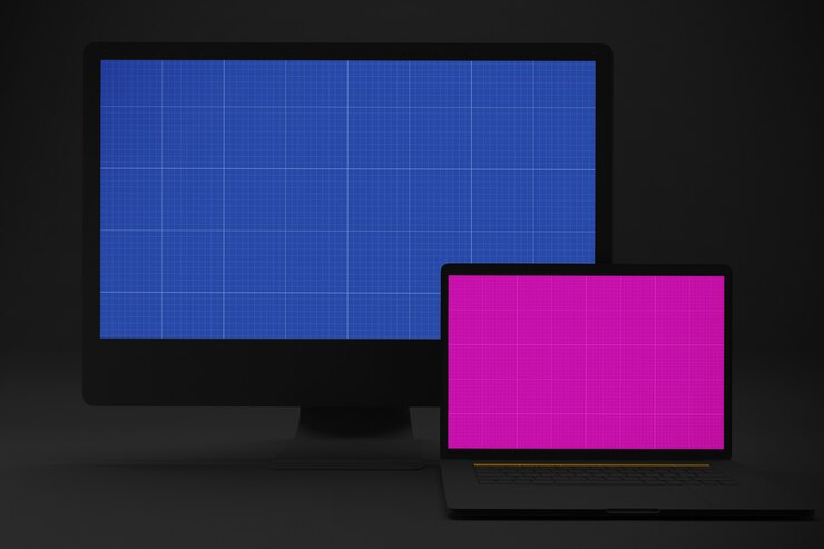 PSD maqueta de computadora y laptop